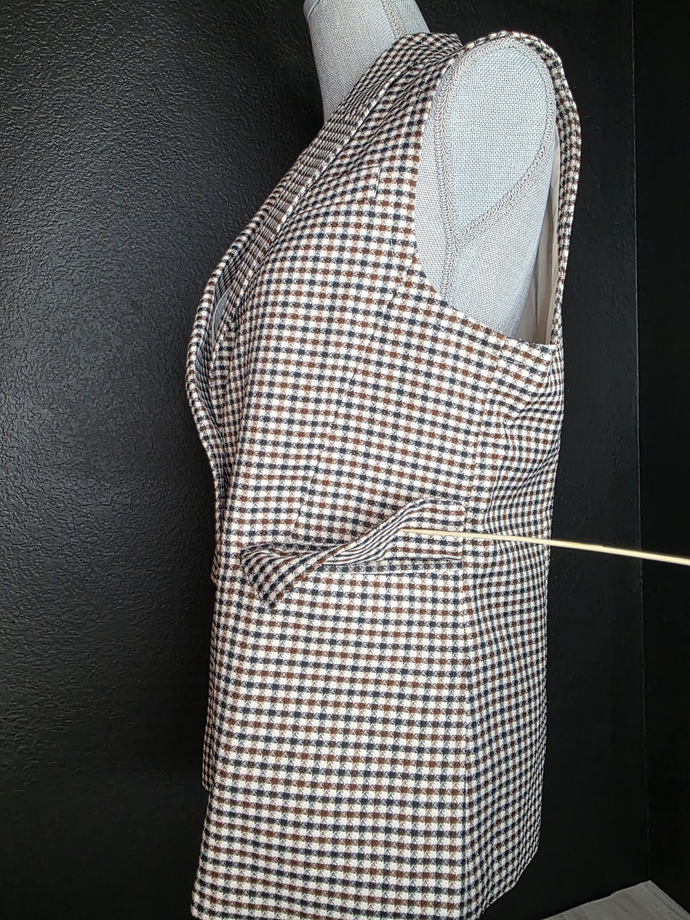 NWOT Mina Self Y2K Blazer Vest in Brown and Cream sz Large - Picture 2 of 9